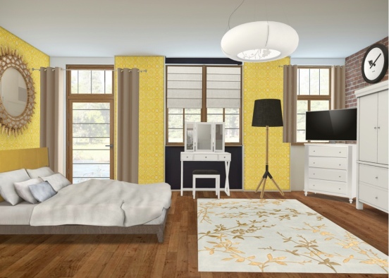 Yellow sun inspired bedroom  Design Rendering