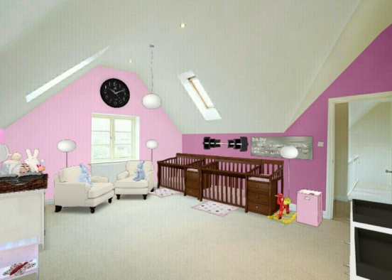 Cute baby girls room for baby twins 👭💅👒🎀 Design Rendering