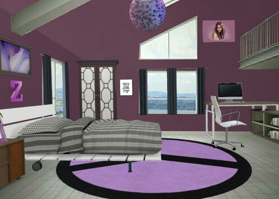 Purple is my middle name room -teenager- Design Rendering