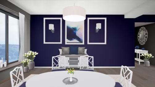 Royal blue traditional and modern dinningroom 