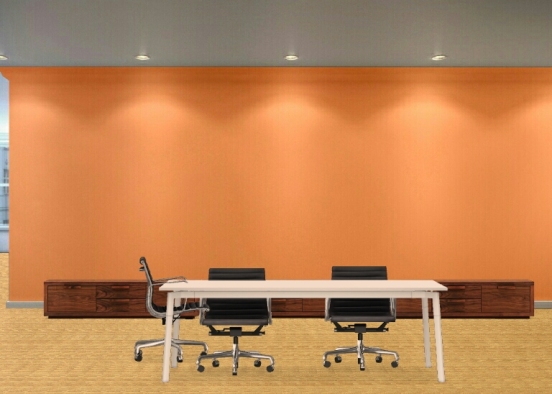 Office accent orange wall Design Rendering
