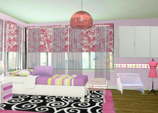 Pink bedroom for girls 😉 Design Rendering