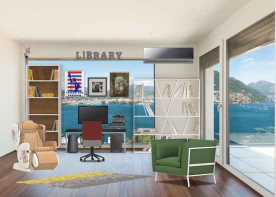 Private Library Room Design Rendering