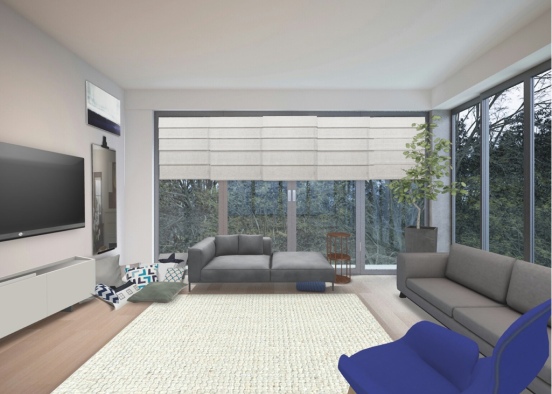 Blue Light Living Room Design Rendering