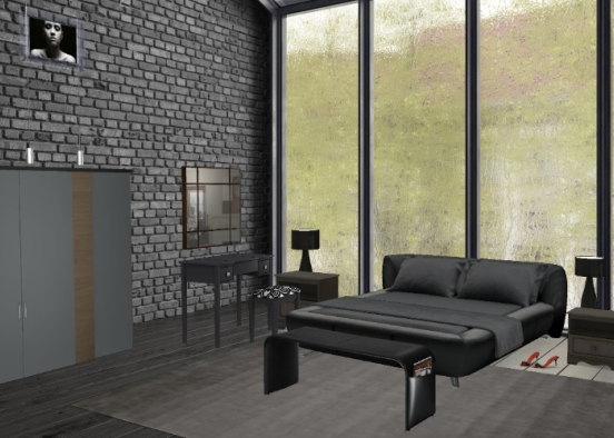 In love with this all black bedroom Design Rendering