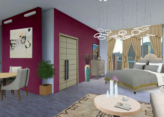 Bed+dining area Design Rendering