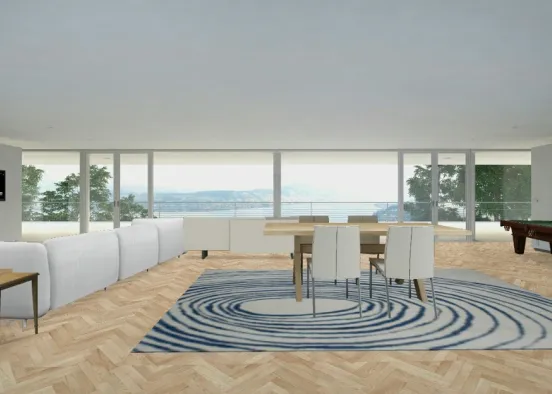 Fashionable dining room and lounging room Design Rendering