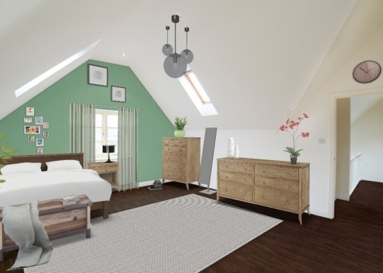 green bed room Design Rendering