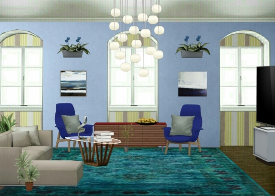 Medium-Size Living Room Design Rendering