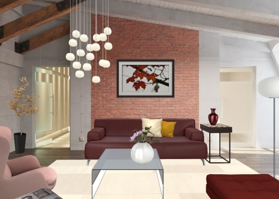Merlot-colored Sitting Room Design Rendering