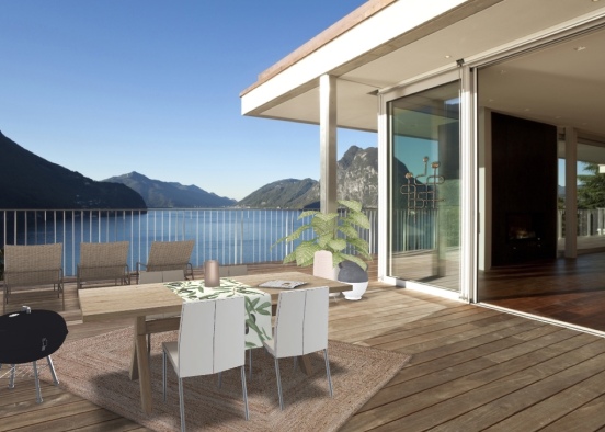 Minimalistic Terrace with a beautiful view Design Rendering