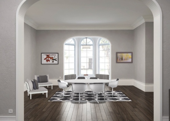 Grey and White dining area Design Rendering