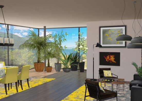 living room and plants Design Rendering