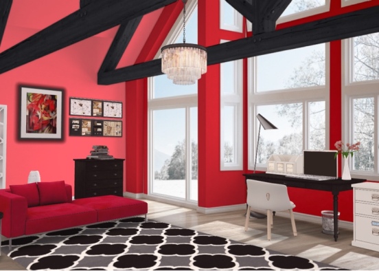 Office in Red Design Rendering