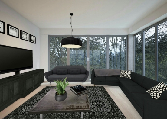 #Black_livingroom Design Rendering