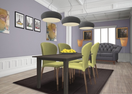 Yellow and Black Dining Room Design Rendering