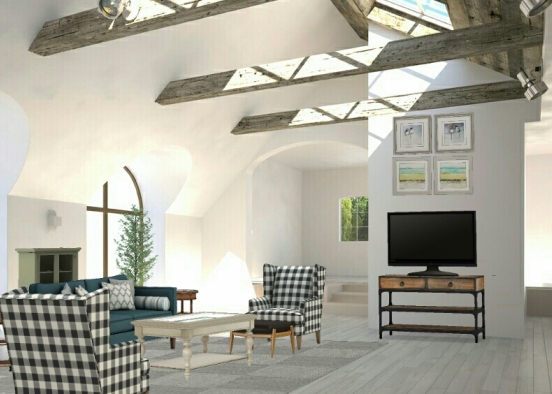 Office & Living room Design Rendering