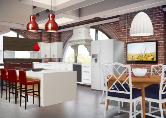 Cucina e sala da pranzo casa app.matt Design Rendering