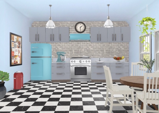 country style blue kitchen🍃🥕 Design Rendering