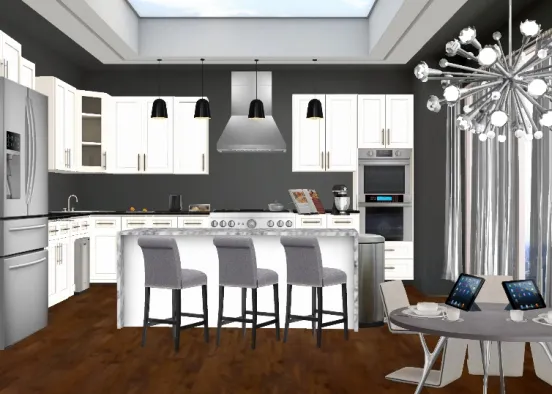 Open Space Kitchen with Small Island Design Rendering