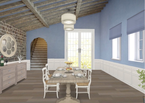 Blue dining room Design Rendering