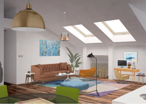 loft living room  Design Rendering
