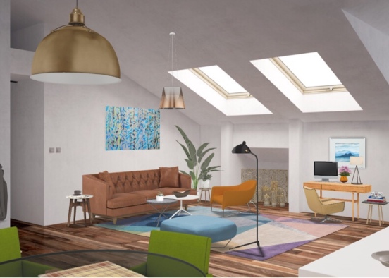 loft living room  Design Rendering