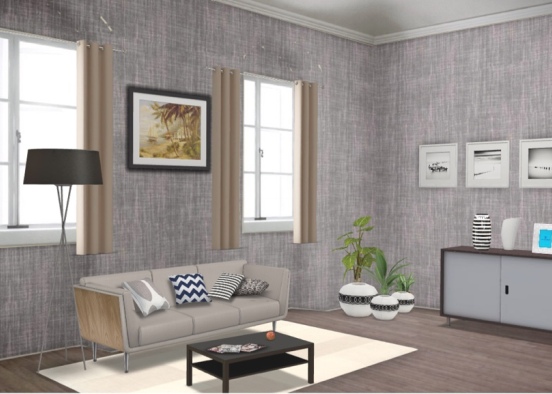 Black and white living room  Design Rendering