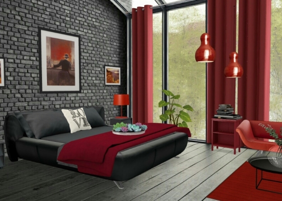 Red room for honeymoon Design Rendering