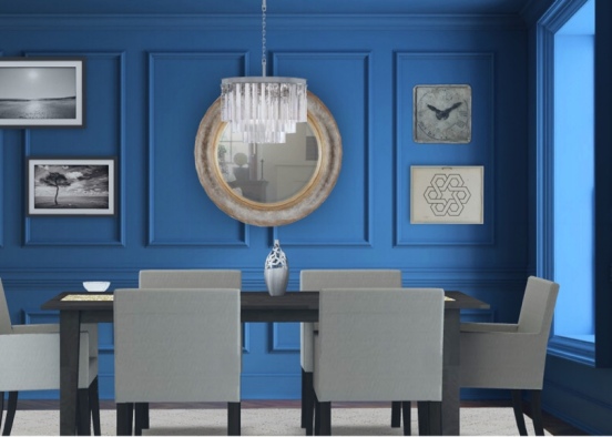 blue dining room  Design Rendering