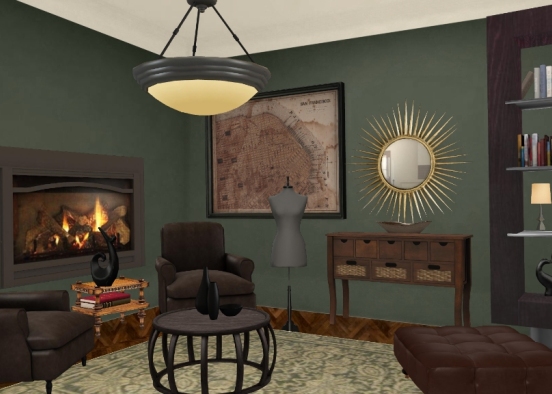 Very old fashion and classic living room Design Rendering