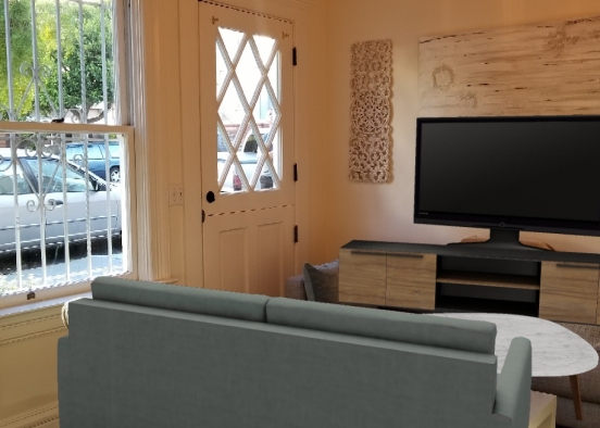 Living Room TV Design Rendering