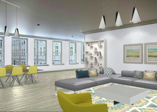 Open space grey and yellow Design Rendering