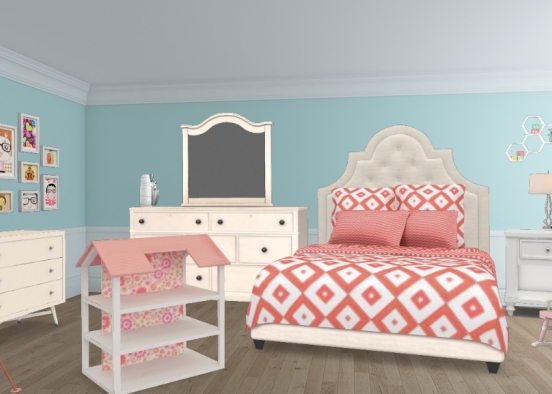 Peach kids bedroom  Design Rendering