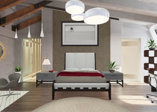 Warm-Neutral Apartment Bedroom Design Rendering