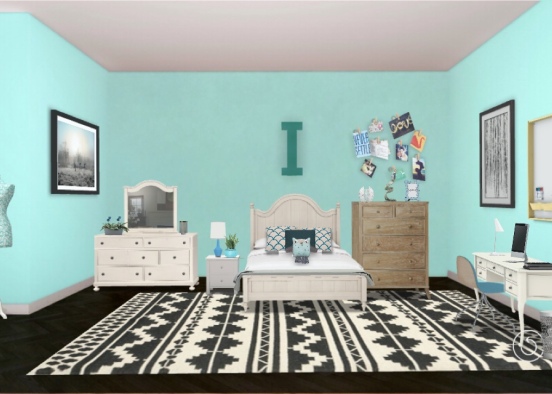 Blue tween room Design Rendering
