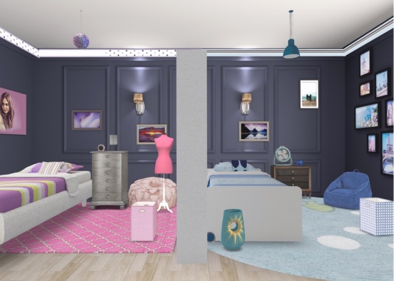 Twin Girl and boy room!😍 Design Rendering