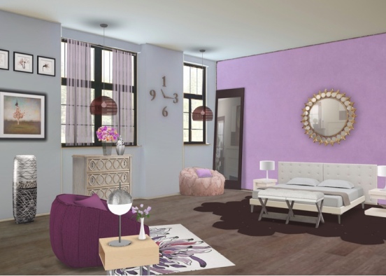 Purple Bedroom  Design Rendering