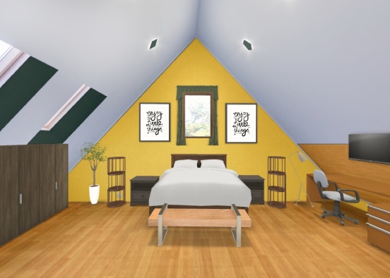 Pinapple coloured bedroom Design Rendering