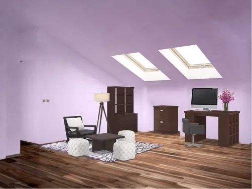 black,white, and purple office hang out spot