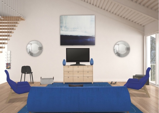 Dazzling blue living room Design Rendering