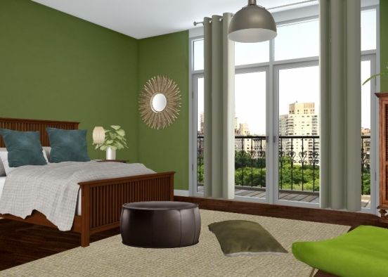 Schlafzimmer grün Design Rendering
