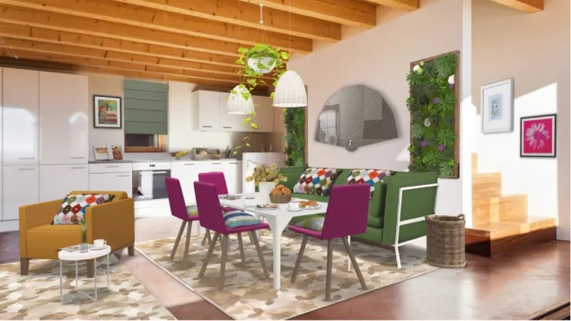 Kitchen eating area : colorful 