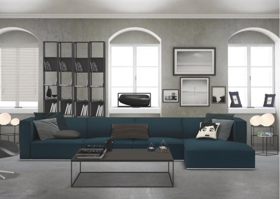 modern chic living room Design Rendering
