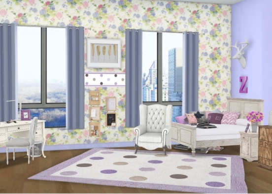 Purple girlbedroom Design Rendering