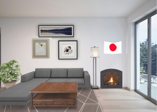 Japanese inspired living room Design Rendering