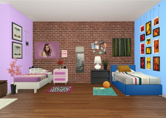 Twins oppost bedroom Design Rendering