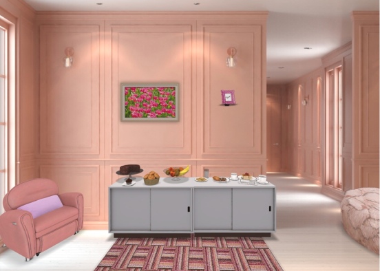 Pink Private Lounge-buffet Design Rendering