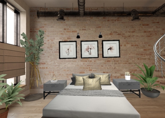 Simple Loft bedroom Design Rendering