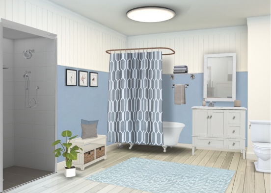 Pretty Blue Bathroom  Design Rendering